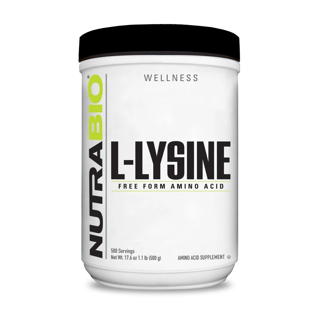 NutraBio L-Lysineパウダー500g - タンパク質代謝のためのエッセンシャルアミノ酸, コラーゲンサポート, & 免疫健康 – 純粋, 風味が悪い, 非GMO, ビーガン- 500 サービング