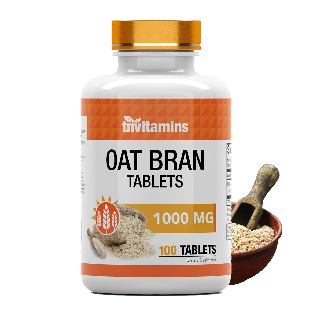 tnvitamins Oat Bran 錠 | 100錠×1,000 MG/錠 | オート麦繊維錠 | 溶性・食物繊維サプリメント | 消化器の健康を支えます | 高効力方式