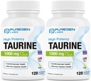 ピュアゲンラボ タウリン1000mg [高効力] 総240ベジカプセル | 有害な添加剤なし | 非GMO、グルテンフリー、酪農、心の健康と筋肉の回復をサポート | アメリカ製