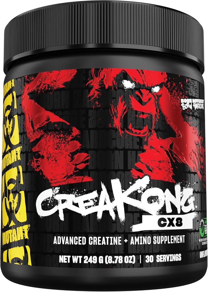 Mutant CREAKONG CX8 - 筋肉の成長及び性能のための4gの三重クレアチンのブレンド、4gアミノのブレンド(BCAAs及びタウリン)が付いている高度のクレアチン+アミノの補足–不利な、249g (30サービング)