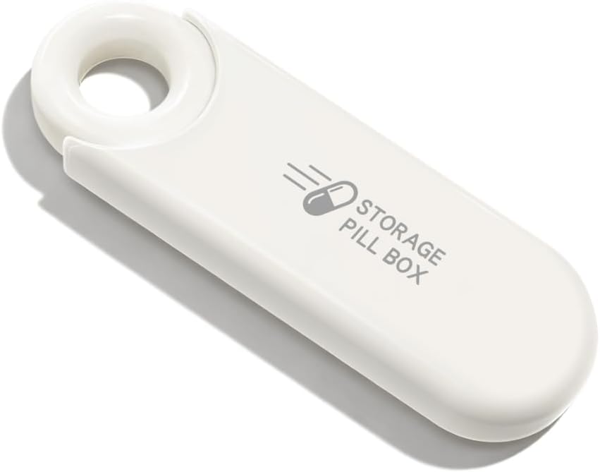 スリムトラベルピルオーガナイザー、小さなピルケースは、財布やポケット、コンパクトなポータブルピルホルダー、スタイリッシュな3コンパートメント毎日のビタミンボックス(白)に合います