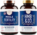 WINDSOR BOTANICALS HMB with ビタミンD3とカルシウムと男性の生殖能力サポートバンドル