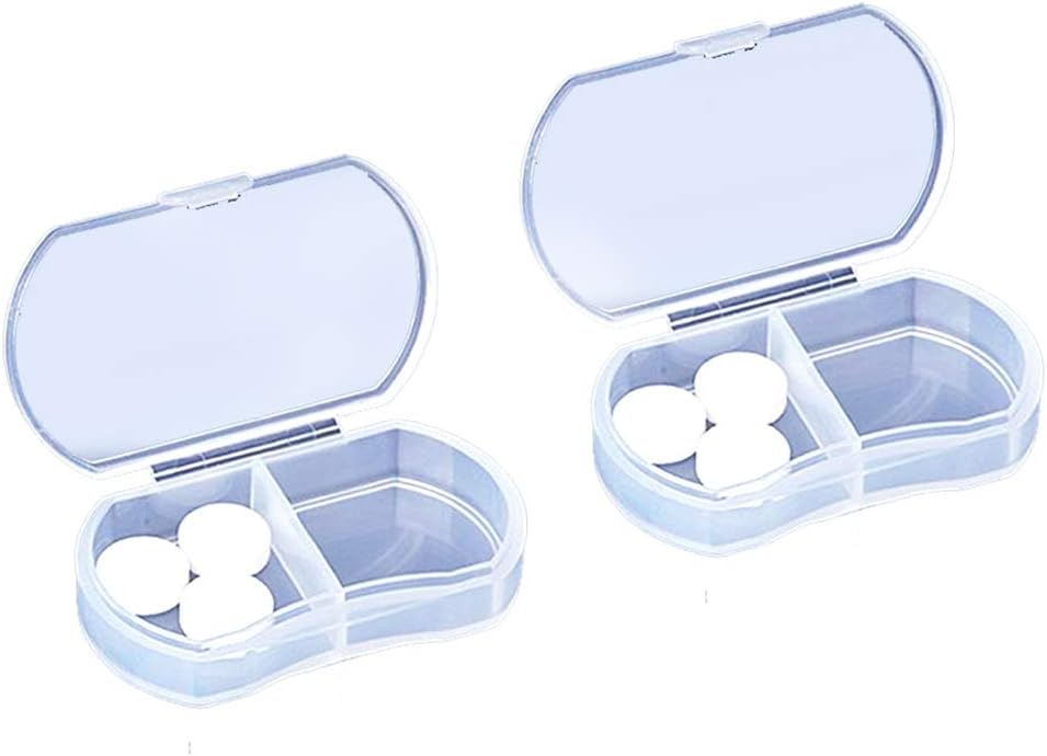 2PCSピルケースオーガナイザー、毎日のAM&PM容器、薬用ホルダー、薬用、ビタミン、サプリメント、旅行に最適、財布(白)に最適