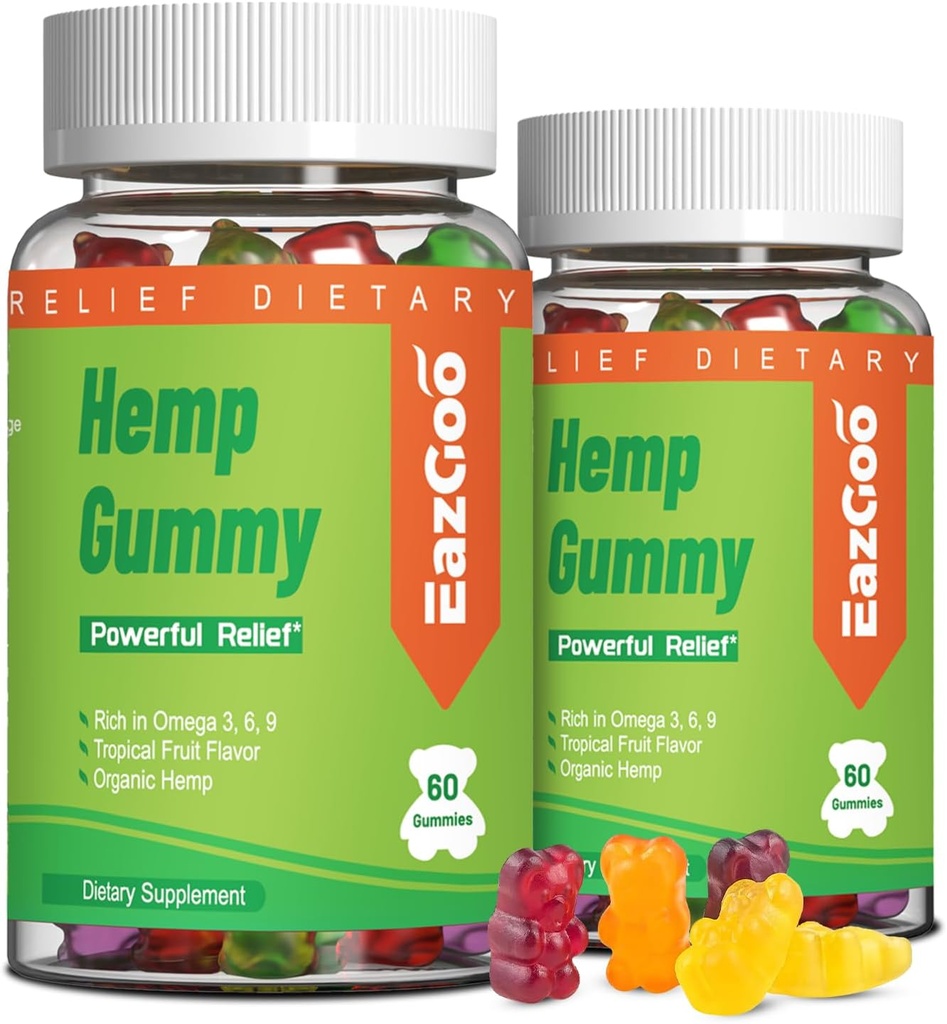 Natural Hemp Gummies 2,000,000 XXL Extra Strength - Vegan, Low Sugar, Non-GMO - 120 Counts