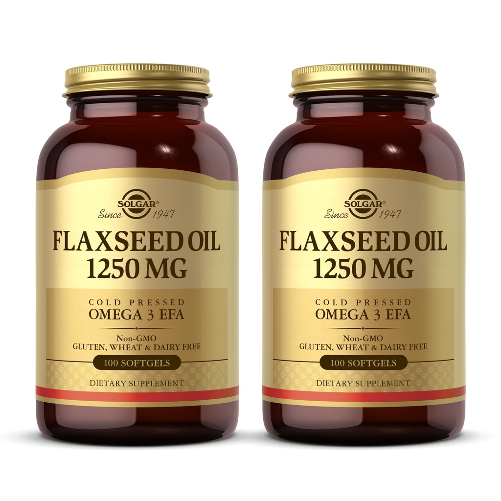 ソルガー亜麻仁油1250mg - 100 Softgels、2のパック - Omega-3アルファリン酸(ALA)の集中プラントソース - 非GMO、グルテンフリー - 100トータルサービング