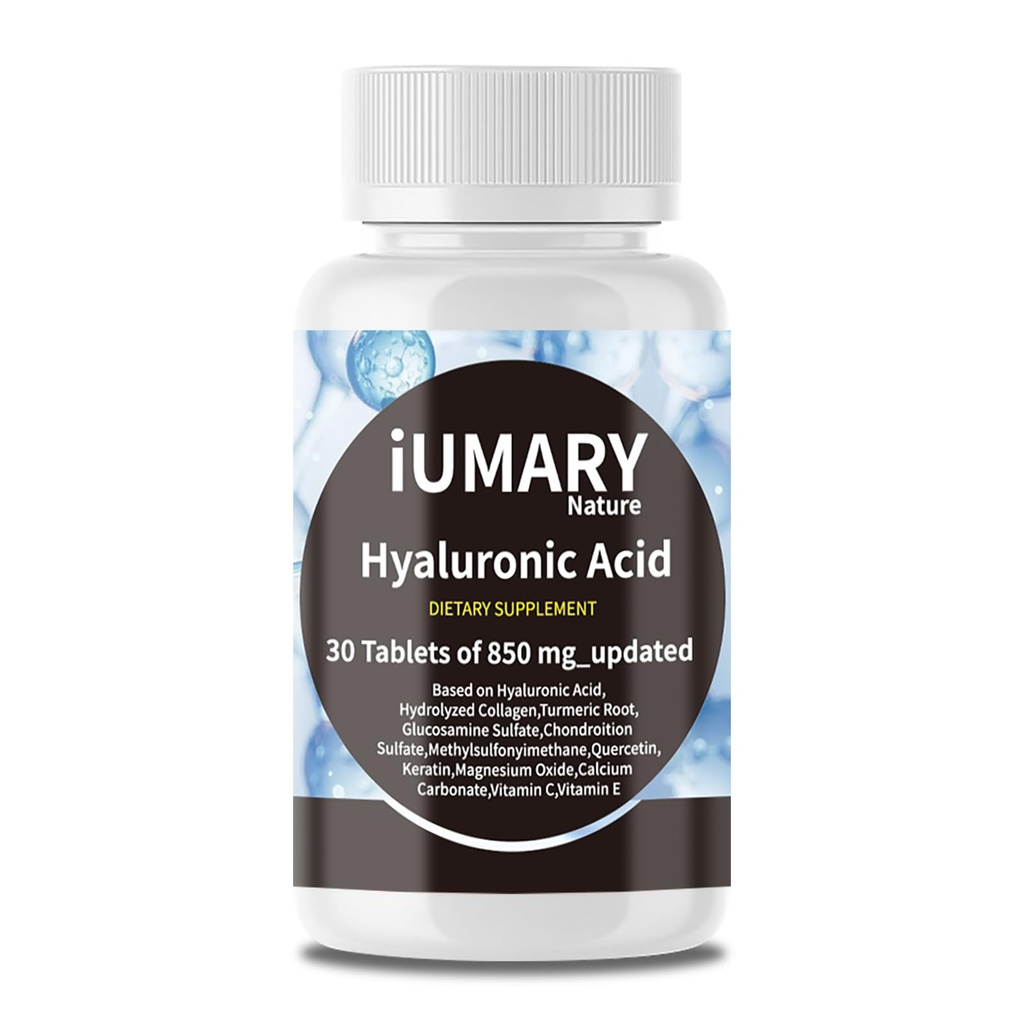 Hyaluronic酸の補足、850mg高い生物利用できる食事療法のHyaluronic酸-加水分解されたコラーゲン、Turmeric、グルコサミン、MSM、ビタミンC - 30のタブレット(パッケージ1)