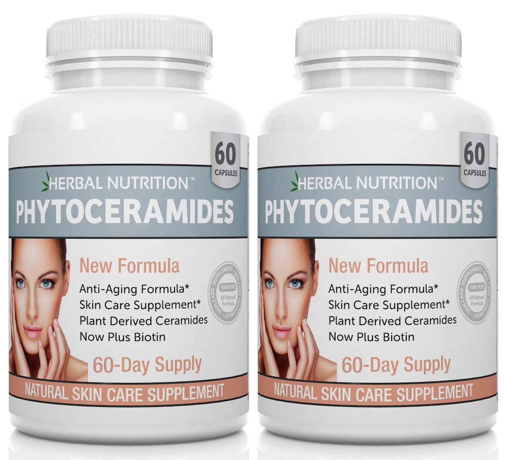 Phytoceramideの米はBiotinの反老化の補足、しわの除去剤およびPhytoceramidesのビタミンA、C、DおよびEの2本のびんのパック、120のカプセル40mgのグルテンフリーと基づかせていました