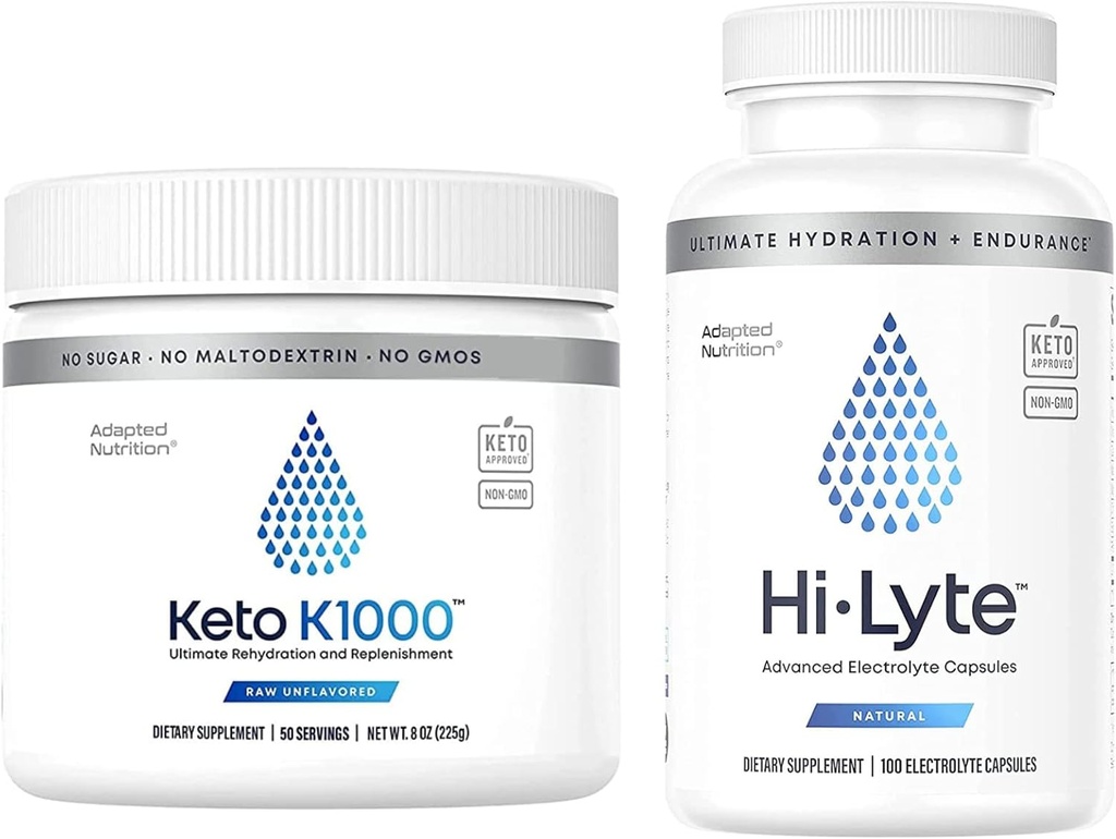 Hi-Lyte Keto K1000 電解液パウダー | 水分補給パウダー ドリンクミックス | 生ミネラルフレーバー | 50 サービング | 電解液交換カプセル