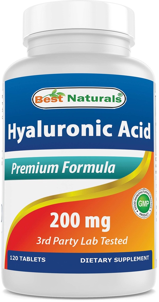 最高のNaturals Hyaluronic酸200 mg 120錠(非GMO、グルテンフリー) - 若々しい健康な皮膚と健康な関節機能を促進する(120カウント)