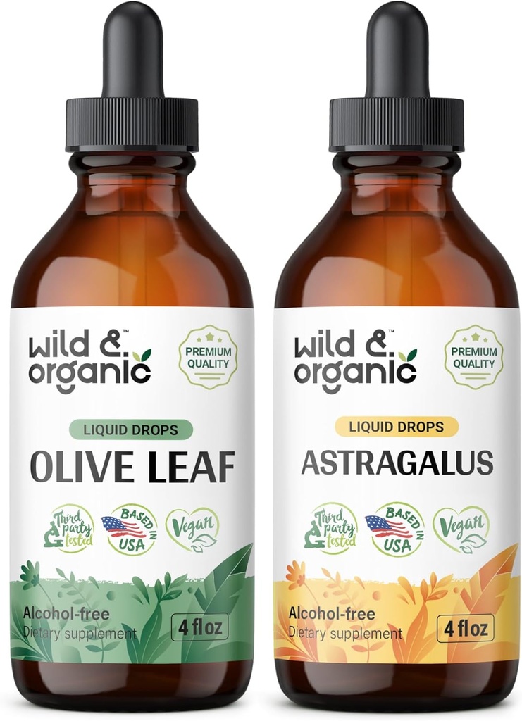 ワイルド&オーガニック オリーブ リーフ チンキ 4 fl oz & Astragalus Tincture 4 fl oz