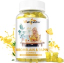 Bromelain Papain Enzyme Gummies Supplement: Bromelain 500MG with Querectin Gummies for Adults Kids, Organic Bromelain Papaya Enzymes Chewable for Digestive Support Immunity Antioxidant Vegan 60CT