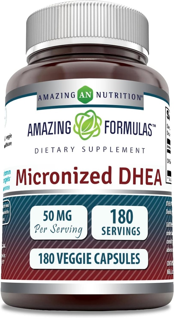 アメイジングフォーミュラ マイクロネタイド DHEA サプリメント | 50 Mg / サービング | 180 Veggie Capsule | Non-GMO | グルテンフリー | アメリカ製