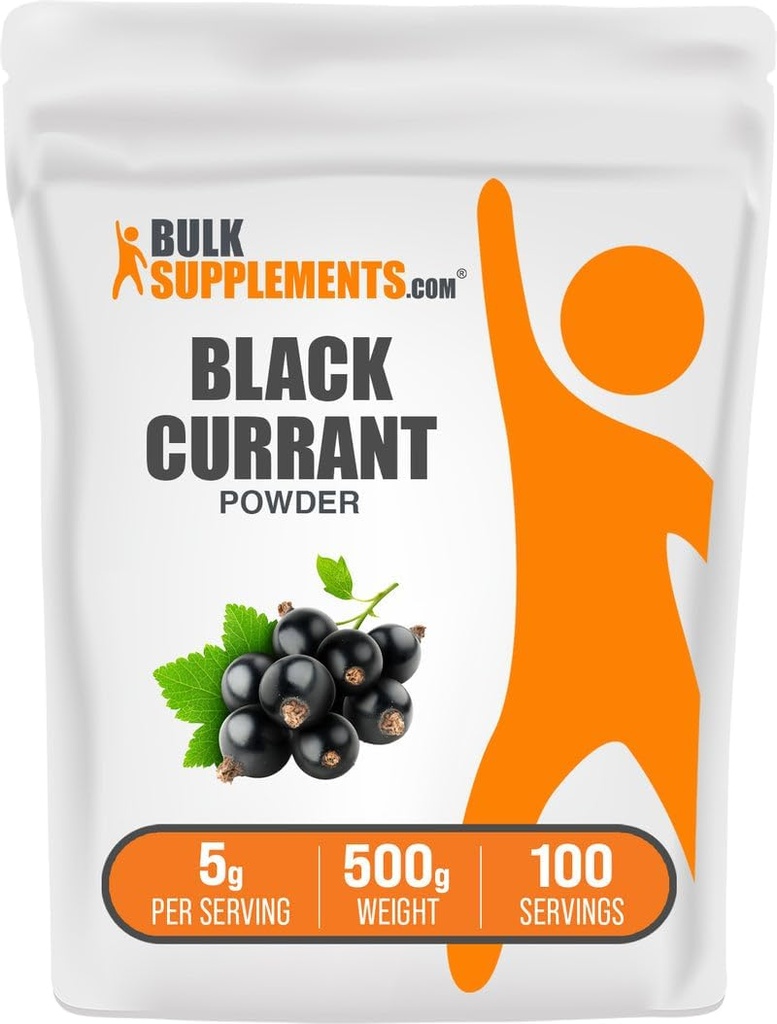 BulkSupplements.com Blackcurrant Powder - Black Currant Supplement, Superfood Supplement - Air Dried & Gluten Free, 5g per Serving, 500g (1.1 lbs) (Pack of 1)