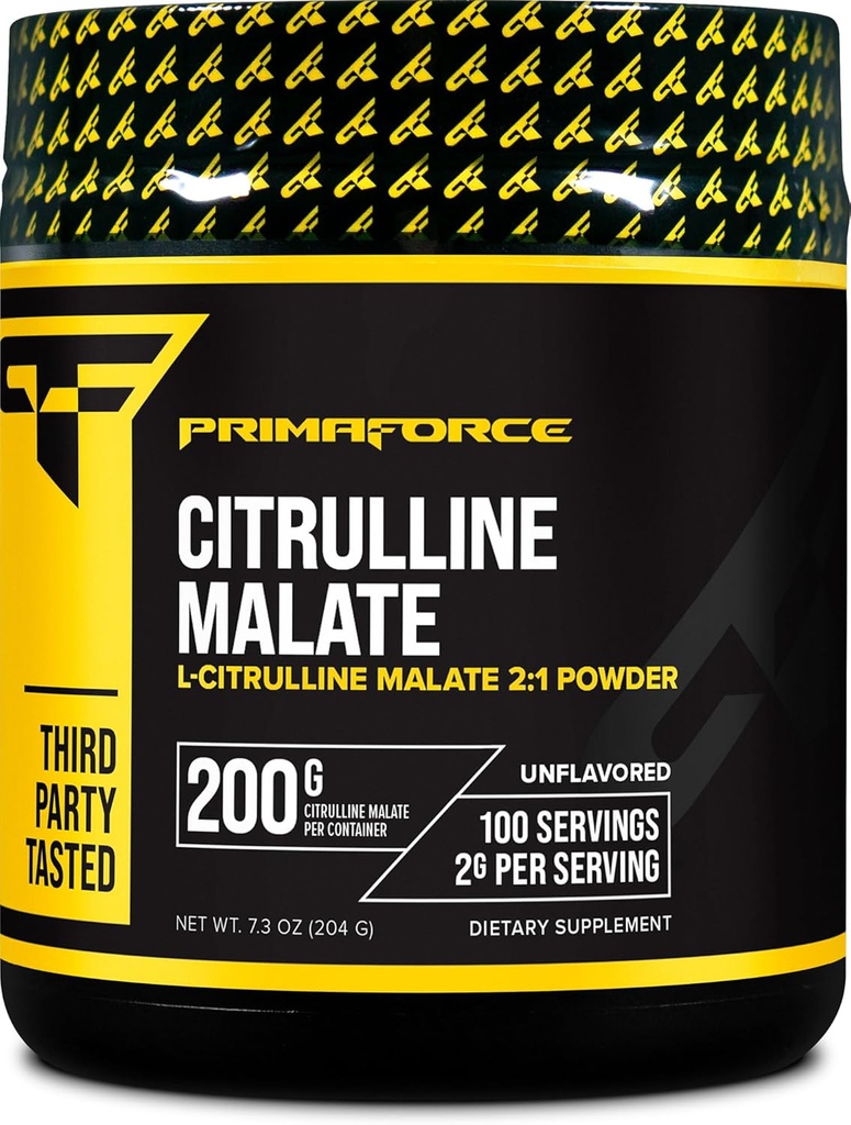 PrimaForce L-Citrulline Malate Powder, Unflavored Pre Workout Supplement, 200 Grams - Boosts Energy, Aids Recovery, 強度のパフォーマンスを向上させます – ビーガン, 非GMO