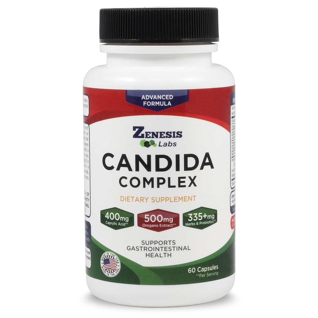 Zenesis の実験室の Candida の複雑なクレンジングの Detox のコンデンサーの酸の補足、オレガノのエキス、Probiotics、酵素(60 のカプセル、30 日の供給)