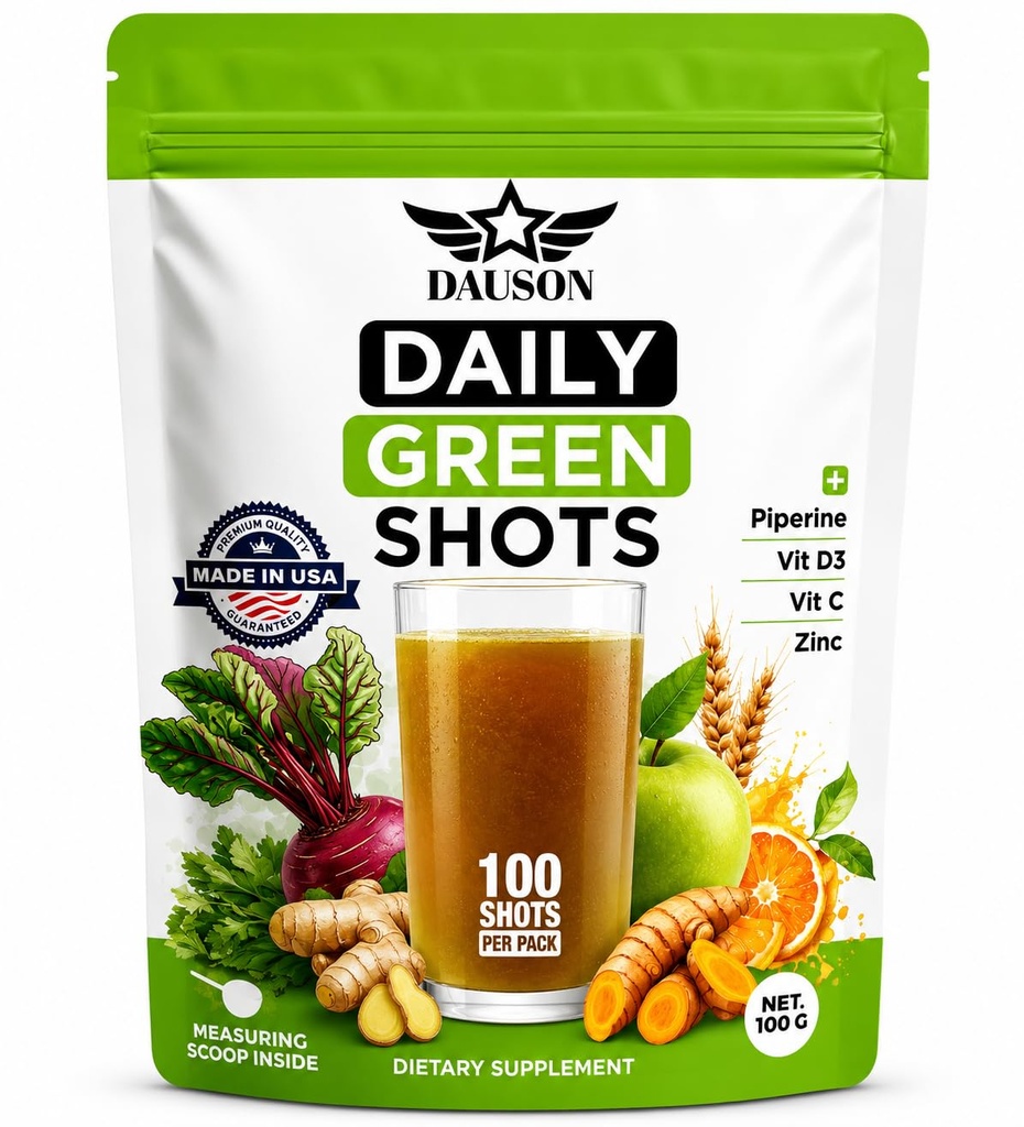 毎日のグリーンショット - 小麦粉とスーパーフードパウダー、抹茶、ビートルート、アシュワガンダ、ターメリック&プレバイオティクス - 免疫&エネルギーサポート - ビーガングリーンサプリメント - 100ショット