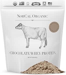 NorCal Organic Chocolate Whey Protein | 100% USA グラスフェッド、USDA 認定 | カリフォルニア 家族の農場から生のカカオと自然に風味付け | 32 オンス (1 パック) - 32 サービング