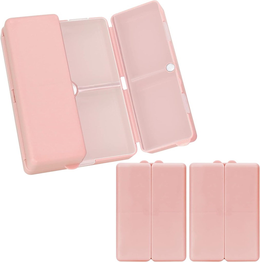FYYデイリーピルオーガナイザー、2 PC 7コンパートメントポータブルピルケーストラベル、ビタミン、タラ肝油、サプリメント、薬用ピンクを保持するためのPureseポケットのためのフォールディングデザインピルボックス