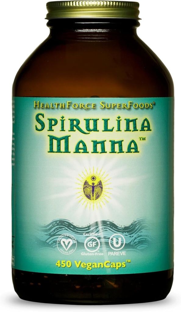 HealthForce SuperFoods Spirulina マンナ - カプセル - 450 ビーガンカプセル