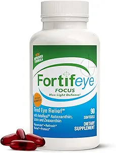 Fortifeyeの焦点の目の心配の補足90のSoftgelのカプセル-アスタキサンチン、ルテインおよびゼアキサンチンの補足、目のビタミン、サポート目の疲労および青いライトの保護を含む三重のCarotenoid