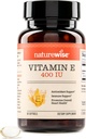 NatureWiseビタミンE 400 IU Softgels(180mg DLアルファ) - 乳製品、グルテン、大豆フリー、皮膚、心臓、目、免疫の健康サポートのための非GMO抗酸化栄養補助食品 - 2ヶ月の供給、60カウント