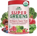 Country Farms Organic Super Greens Berry Flavor, 50 Organic Super Foods, Packed with Fiber, USDA Organic Drink Mix, Fruits, Vegetables, Mushrooms & Probiotics, Supports Energy, 5g Fiber