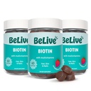 BeLive Biotinのグミ - A、C、D、E、B12、亜鉛、葉酸塩及びイノシトール、反老化のためのBiotinの補足、エネルギー及びコラージュのブースト、Multivitaminのグミ - ストロベリー  3パック