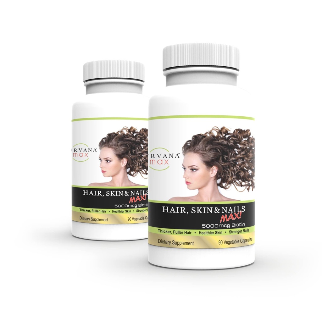 WellgenixのPurvanaの最高の毛、皮及び釘のビタミンのカプセル、二重強さのBiotin 5000MCGのFo-Tiの根、VIT A及びBの葉酸(2パック)