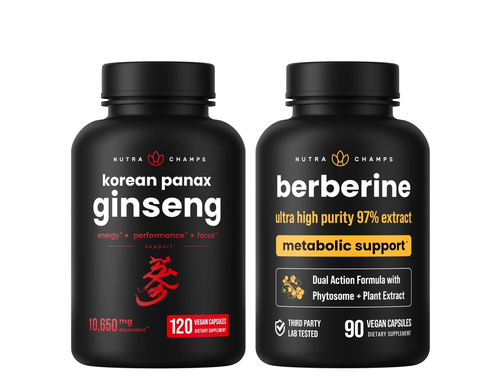 NutraChamps エネルギー & メタボリック サポート: Ginseng & Berberine Duo