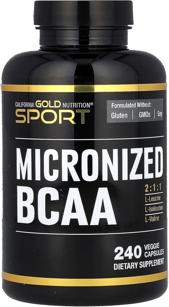 カリフォルニアの金の栄養物のスポーツ、Micronized BCAAの分岐させたチェーン アミノの酸、240 Veggieのカプセル