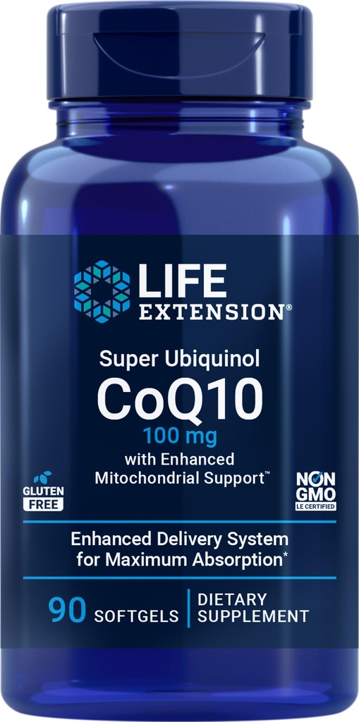ライフエクステンションCOQ10スーパーUbiquinol 100mg強化ミトコンドリアサポート、90 Softgels
