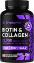 ビオチンとコラーゲンはケラチン25000 mcg - コラーゲンケラチンBコンプレックスと髪の皮膚と爪のビタミン - 米国製 - 毛の成長の女性のためのビオチン&男性サポート皮膚と爪、60カプセル
