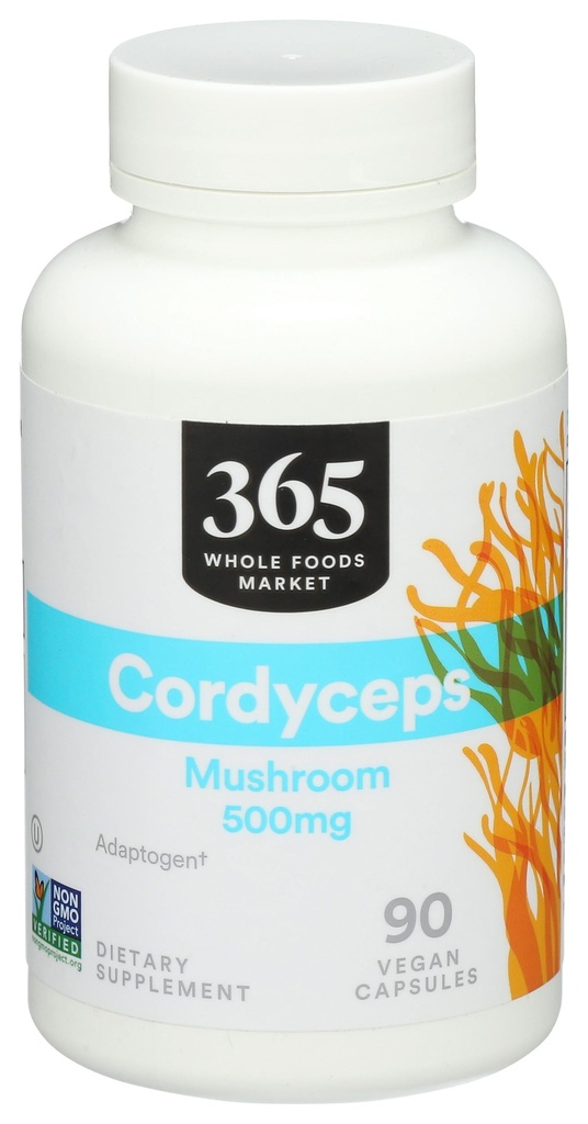 全食糧市場、Cordycepsのきのこのビーガン カプセル、500mg、90の計算による365