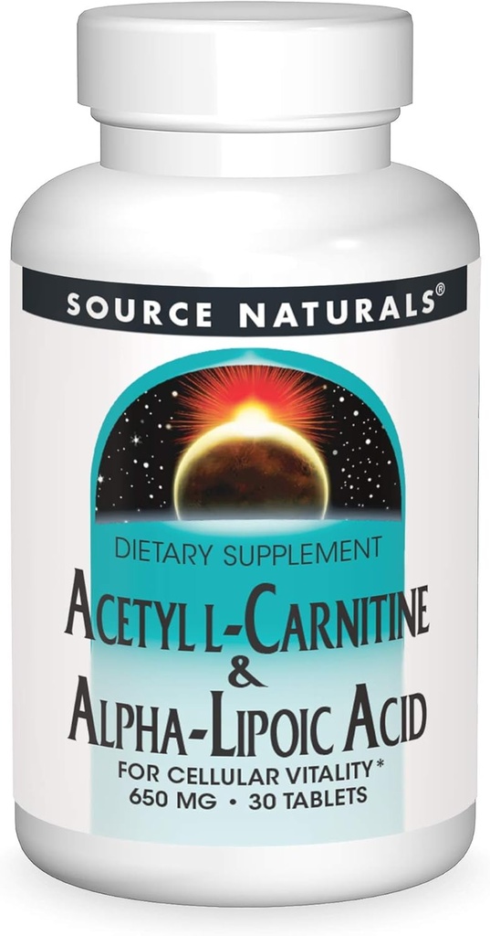源のNaturalsのアセチルLカルニチン及びアルファリポ酸650mg - 30のタブレット