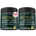 Herbpy Bundle 6in1 Dandelion Root Supplement 750mg/serving (100 Capsules) & 6in1 Beet Root Capsules 755mg/serving (100 Capsules)