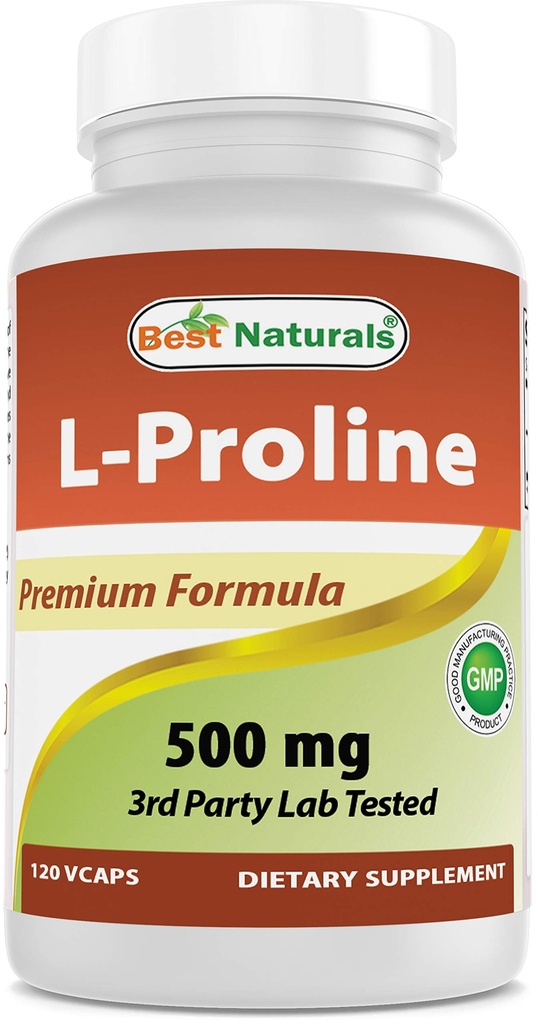最高のNaturals Lプロリンのアミノ酸の食事療法の補足500 Mg、120の計算(817716014456)