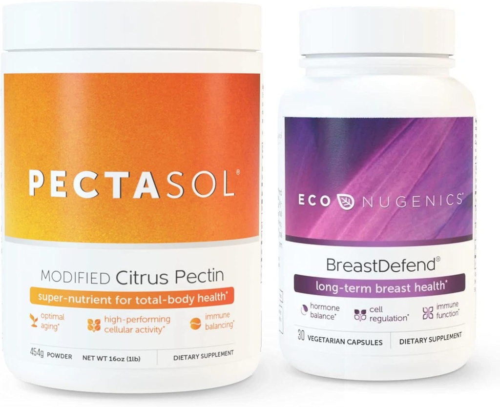 EcoNugenicsは Breast Health & Cellular Supportを促進します - BreastDefend 30カプセル+ PectaSol-CはCitrus Pectin 454グラムバンドルを変更しました