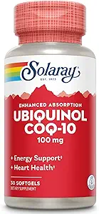 SOLARAY Ubiquinol CoQ-10 100mg - CoQH2、高められた吸収のためのCoQ10 -エネルギーおよび中心の健康サポート - 60日の保証- 30のサービング、30のSoftgels