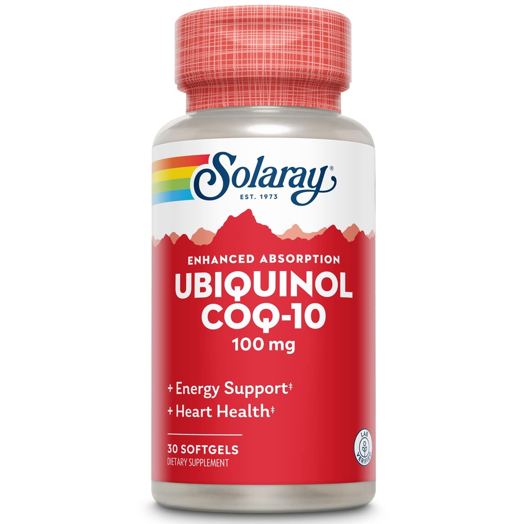 Solaray Ubiquinol CoQ-10 100mgは吸収性Softgels - 男性と女性のためのUbiquinol CoQ10サプリメント、Coenzyme Q10-30 Softgelsを強化しました