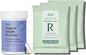 Rael Bundle - Probioticsは、女性、消化酵素、尿路の健康(30日の供給)および可燃性フェミニンワイプ、pHバランス(10カウント、パック3)