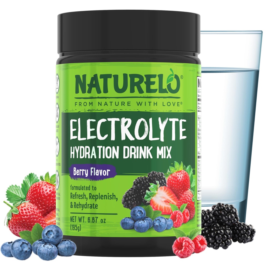 NATURELOの電解質の粉、水和およびミネラル飲み物の組合せ、砂糖は及び非GMOの果実味50のサービングを解放します