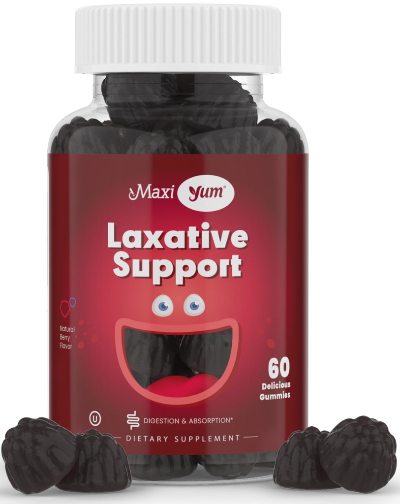 大人と子供のためのマキシ健康自然Laxativeグミー - 非GMOとビーガンセナスツール軟化剤 - 便秘サポートのためのベリー風味Chewable乳剤(60カウント)