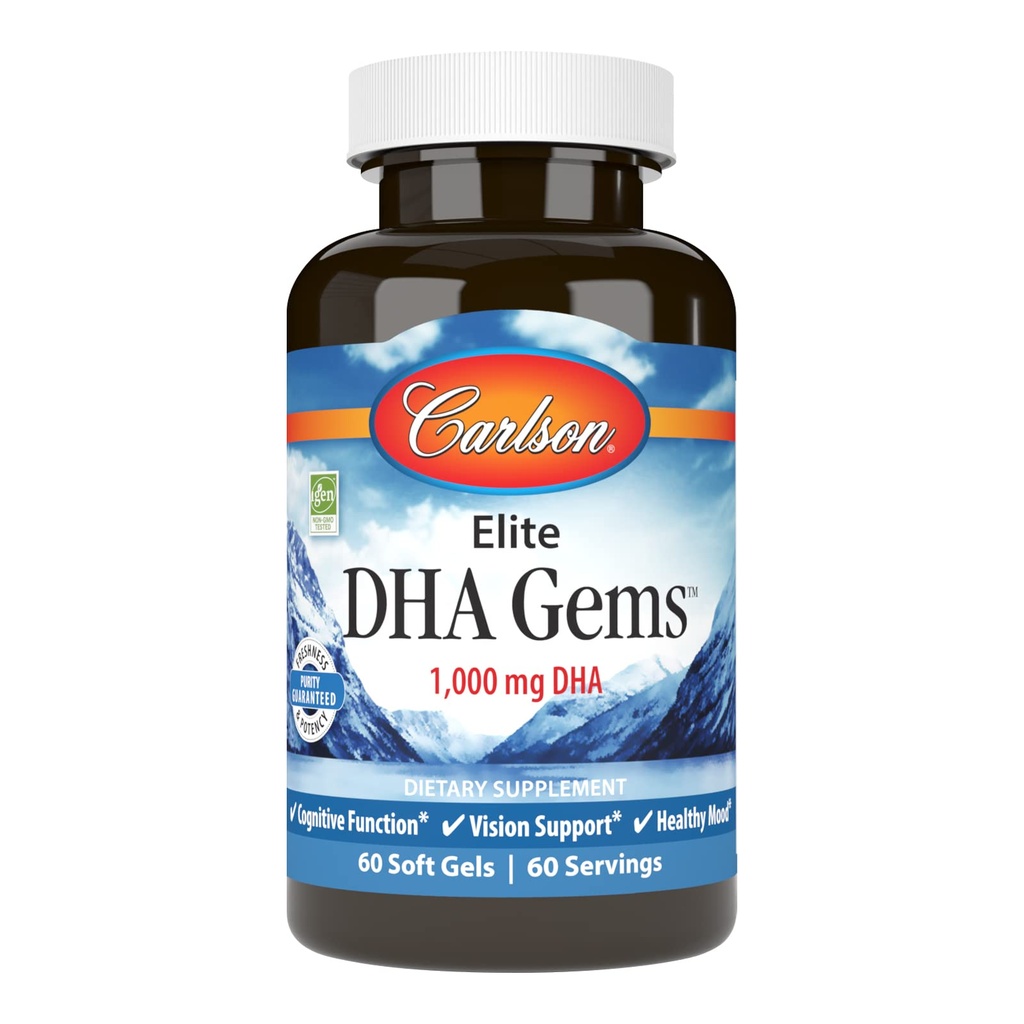 カールソン - エリート DHA 宝石, 1000 mg DHA, ワイルドキャッチ, 持続的にソース, 脳機能 & 健康なビジョン, 60 ソフトゲル