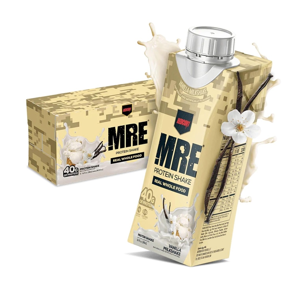 REDCON1 MREは、タンパク質シェイク、バニラミルクシェイク - 全食品ソースとタンパク質ドリンク - 砂糖無料RTDシェイクは、任意の時間で燃料の選手にフォーミュレート(12パック)