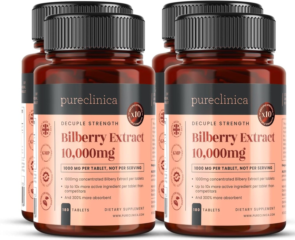 ビルベリーエキス 10,000mg x 720 錠(4 本のびん) - ほとんどの他よりタブレットごとの 10 x のより多くのアントシアニジン