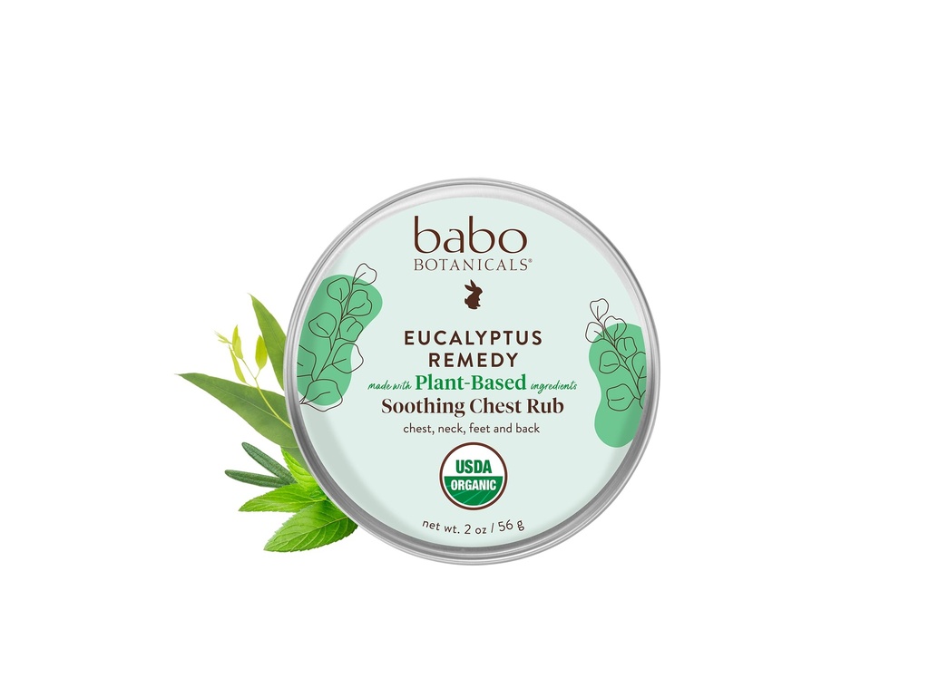 Babo Botanicals Eucalyptus Remedy Soothing Chest Rub - USDA Organic - ユーカリ、ラベンダー、ローズマリーエッセンシャルオイルで救済を Calming - キャンボホールや石油なしで作られた - 年齢3 +