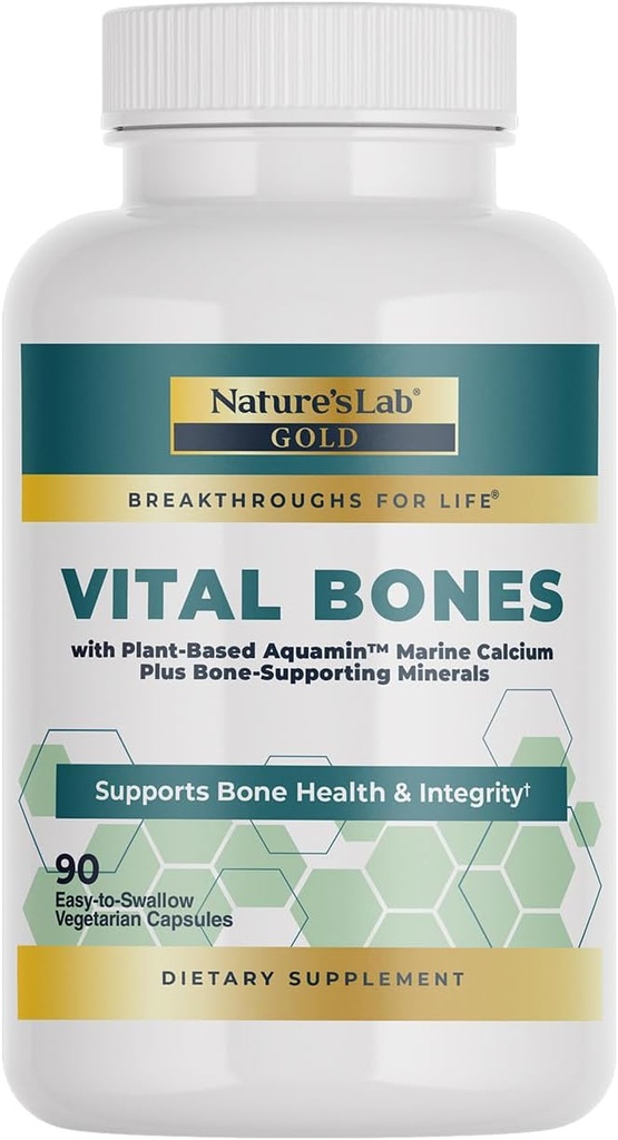 Nature's Lab Gold Vital Bones with AquaminTM 植物ベースのカルシウム - 90 ベジタリアンカプセル