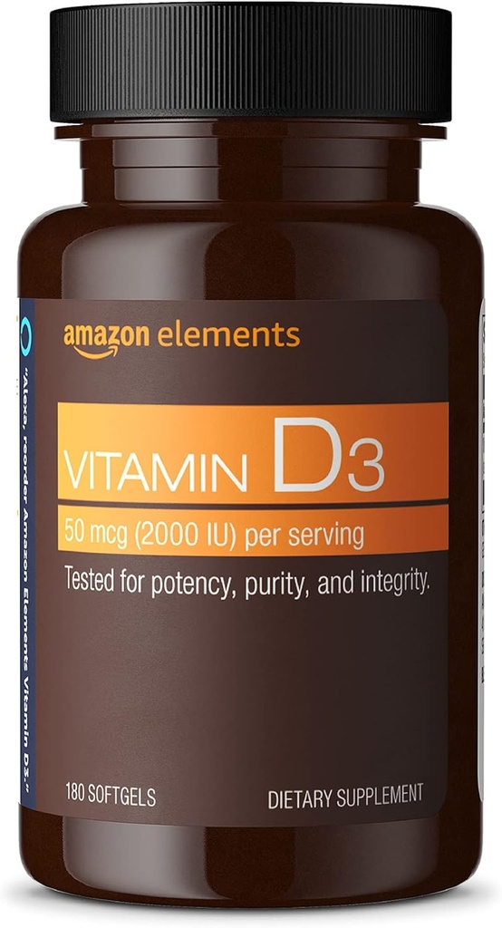 要素 ビタミンD3、2000 IU、180 Softgels、6か月の供給(包装は変わるかもしれません)、強力な骨および免疫の健康を支えて下さい