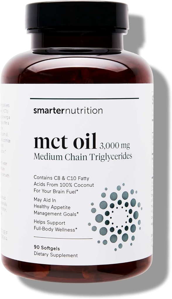 SMARTERNUTRITION MCTオイルカプセルC8とC10 - ブレイン&ボディ用Ketogenic燃料 - コールドプレスココナッツ、パーム&グルテンフリー、非GMO - 90カウント - 30日間供給
