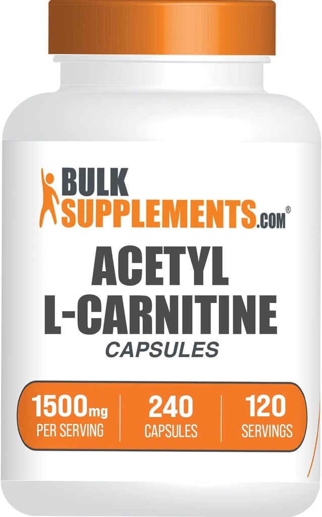 BulkSupplements.com Acetyl L-Carnitine Capsules - ALCAR HCl, Carnitine Supplement - ALCAR Capsules, Acetyl L-Carnitine 1500mg - Gluten Free, 2 Capsules per Serving, 240 Capsules